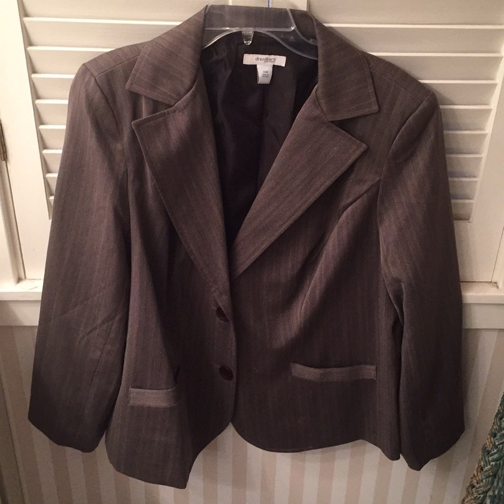 dressbarn lined brown black maroon striped blazer
